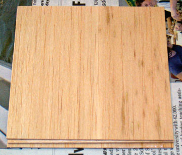 Three pieces of 1/16" balsa are laminated to make a piece that is 3/16" thick.